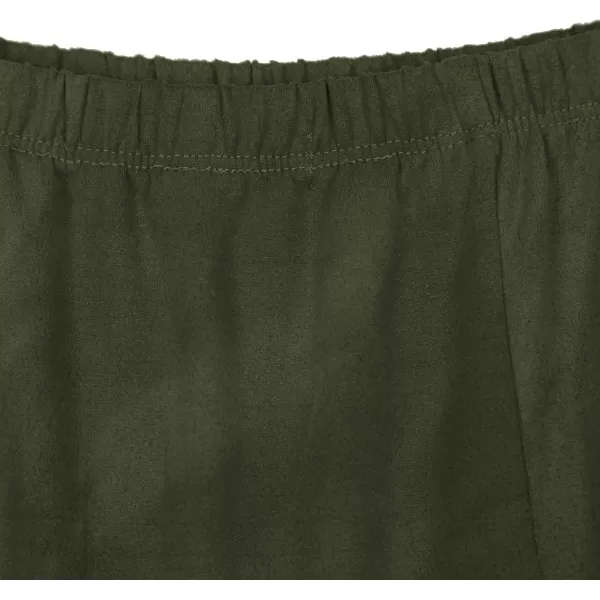 Urban CoCo Womens Vintage Elastic Waist ALine Long Midi SkirtArmy Green