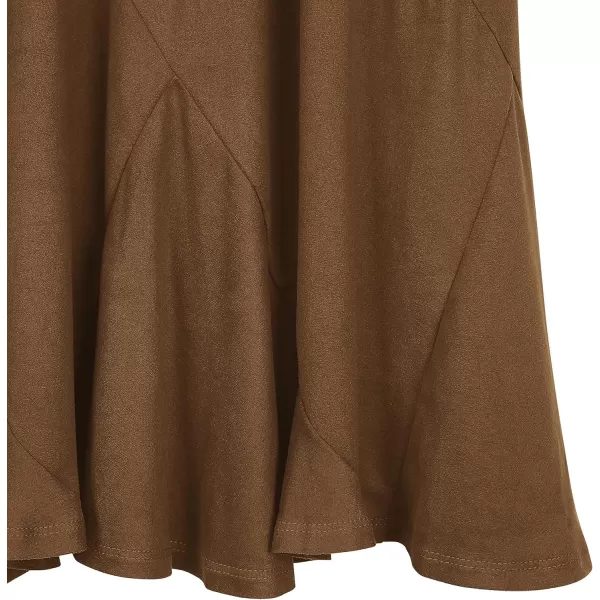 Urban CoCo Womens Vintage Elastic Waist ALine Long Midi SkirtBrown