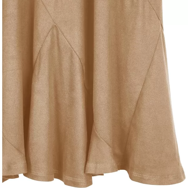 Urban CoCo Womens Vintage Elastic Waist ALine Long Midi SkirtKhaki