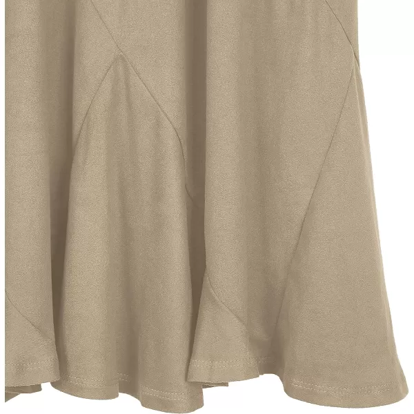 Urban CoCo Womens Vintage Elastic Waist ALine Long Midi SkirtLight Brown