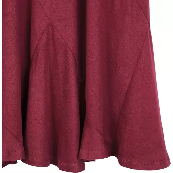 Urban CoCo Womens Vintage Elastic Waist ALine Long Midi SkirtWine Red