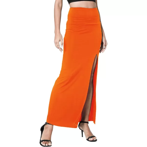 Urban CoCo Womens Vintage High Waist Bodycon Split Maxi SkirtOrange