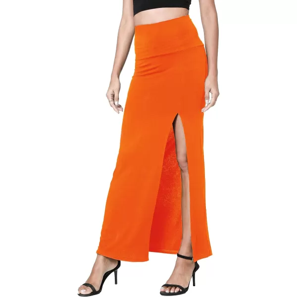 Urban CoCo Womens Vintage High Waist Bodycon Split Maxi SkirtOrange