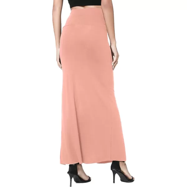 Urban CoCo Womens Vintage High Waist Bodycon Split Maxi SkirtPink