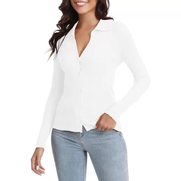 Urban CoCo 2024 Womens Knit Cardigan Sweaters Lightweight Long Sleeve Button Down Knitted ShirtsWhite
