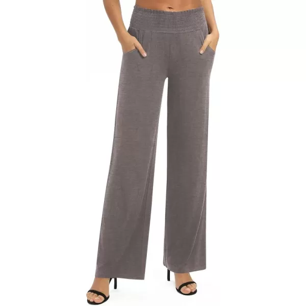 Urban CoCo Womens Solid Wide Leg Palazzo Lounge Pants Casual Straight Leg High Waist Stretch PantsChocolate