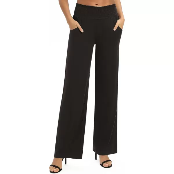 Urban CoCo Womens Solid Wide Leg Palazzo Lounge Pants Casual Straight Leg High Waist Stretch PantsCoffee