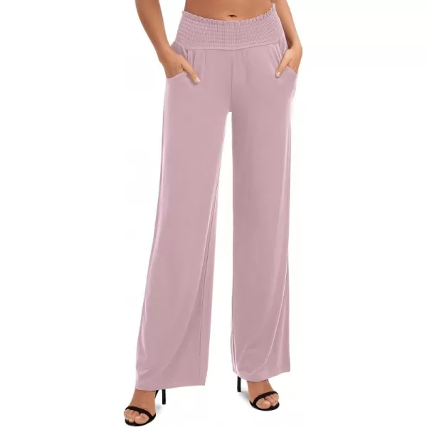 Urban CoCo Womens Solid Wide Leg Palazzo Lounge Pants Casual Straight Leg High Waist Stretch PantsLavender