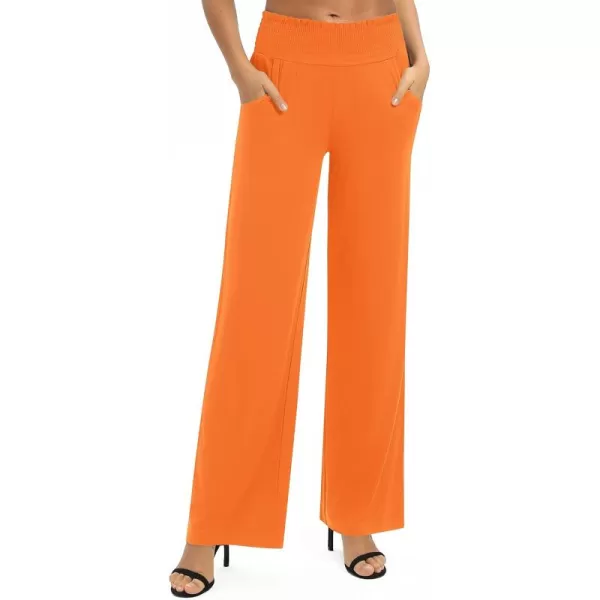 Urban CoCo Womens Solid Wide Leg Palazzo Lounge Pants Casual Straight Leg High Waist Stretch PantsOrange
