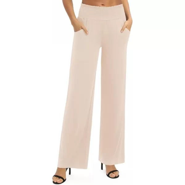 Urban CoCo Womens Solid Wide Leg Palazzo Lounge Pants Casual Straight Leg High Waist Stretch PantsSilver Mink