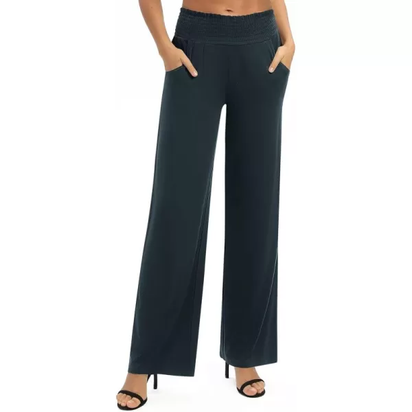 Urban CoCo Womens Solid Wide Leg Palazzo Lounge Pants Casual Straight Leg High Waist Stretch PantsSlate