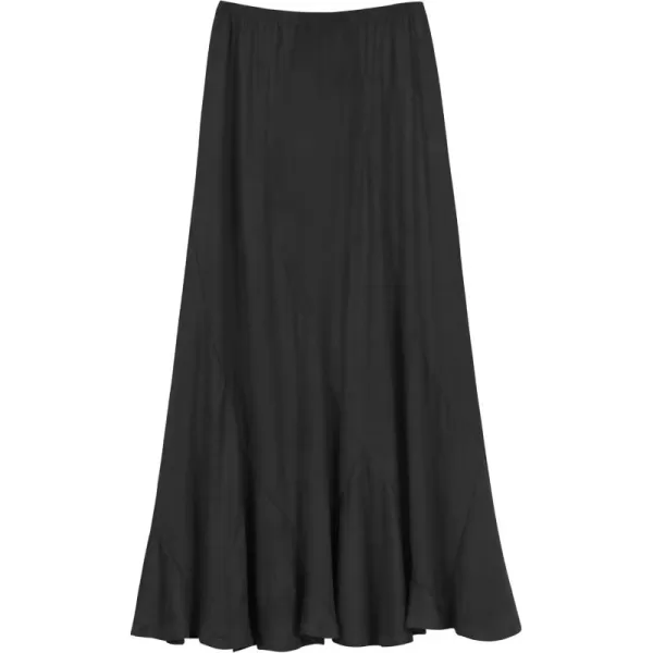 Urban CoCo Womens Vintage Elastic Waist ALine Long Midi SkirtBlack