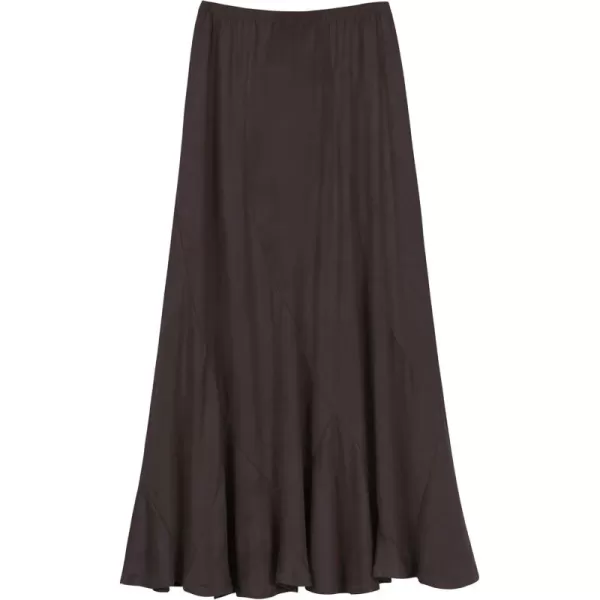 Urban CoCo Womens Vintage Elastic Waist ALine Long Midi SkirtCocoa Brown
