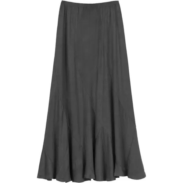 Urban CoCo Womens Vintage Elastic Waist ALine Long Midi SkirtDark Grey