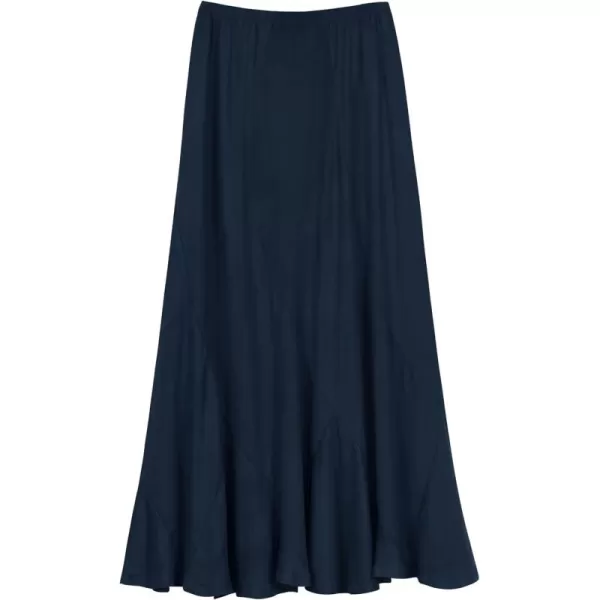 Urban CoCo Womens Vintage Elastic Waist ALine Long Midi SkirtIndigo Blue