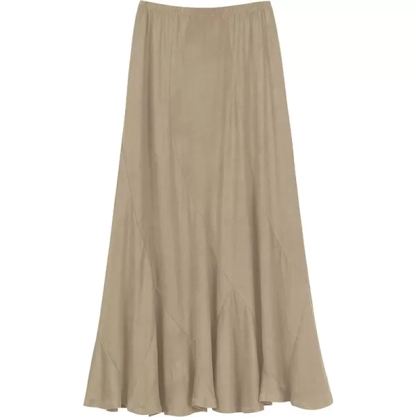 Urban CoCo Womens Vintage Elastic Waist ALine Long Midi SkirtLight Brown