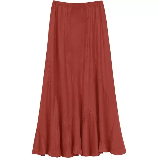 Urban CoCo Womens Vintage Elastic Waist ALine Long Midi SkirtMarsala