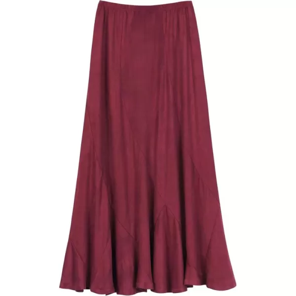 Urban CoCo Womens Vintage Elastic Waist ALine Long Midi SkirtWine Red