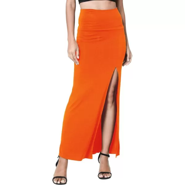 Urban CoCo Womens Vintage High Waist Bodycon Split Maxi SkirtOrange
