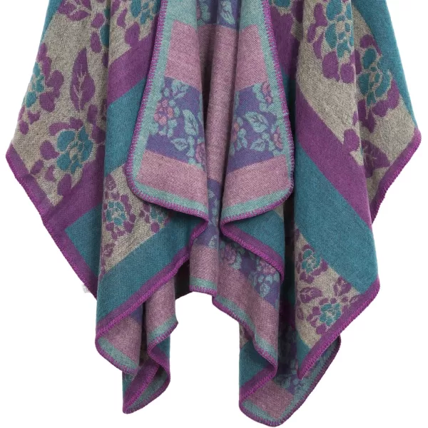 imageUrban CoCo Womens Color Block Shawl Wrap Open Front Poncho CapeSeries 3blue