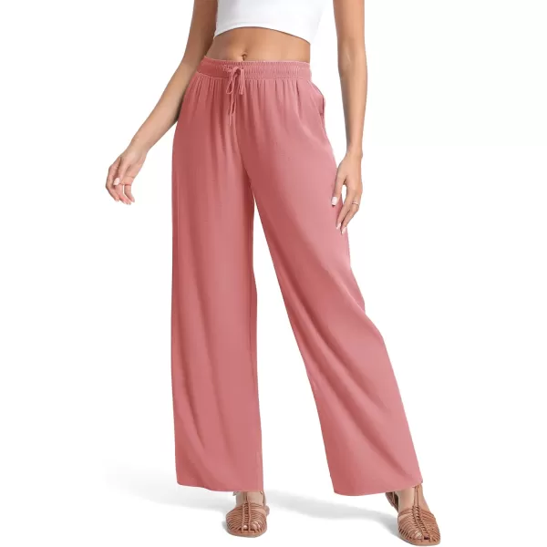 imageUrban CoCo Womens Elastic Waist Drawstring Casual Pants Straight Leg Lightweight Loose Trousers with PocketsDusty Rose