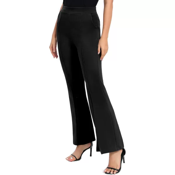 imageUrban CoCo Womens Flare Dress Pants with Pockets High Waist Slacks Pull On Work Casual PetiteRegularTall PantsBlack