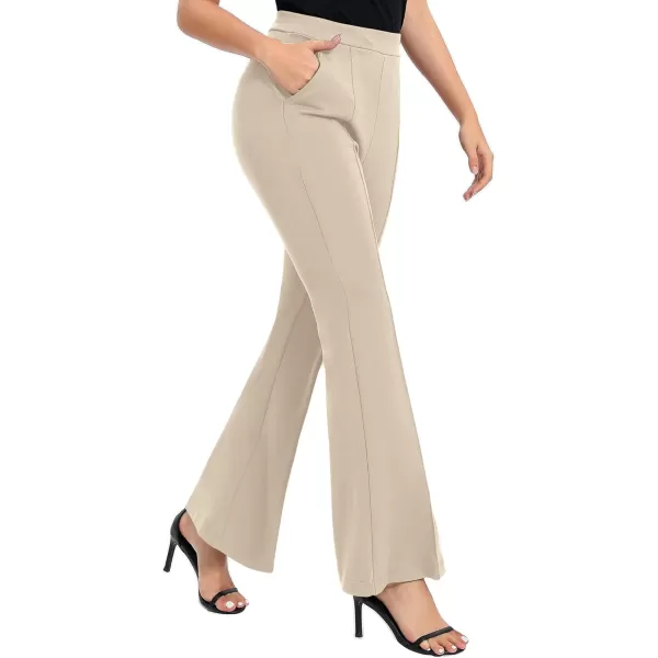 imageUrban CoCo Womens Flare Dress Pants with Pockets High Waist Slacks Pull On Work Casual PetiteRegularTall PantsCamel