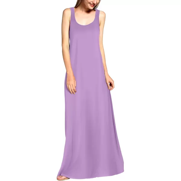 imageUrban CoCo Womens Scoop Neck Solid Sleeveless Summer Beach Tank Top Casual Maxi DressLavender