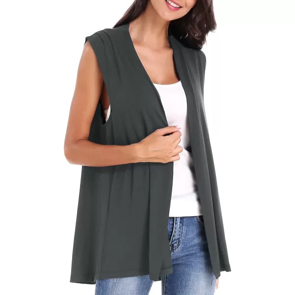 imageUrban CoCo Womens Sleeveless Cardigan Open Front Vest Lightweight Cool CoatDeep Grey