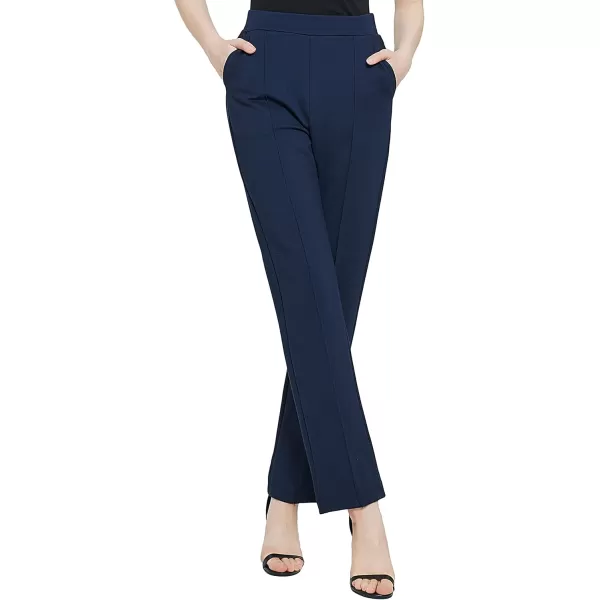 imageUrban CoCo Womens Yoga Dress Pants Stretchy Casual Slacks Straight Leg Work Pants with PocketsNavy Blue