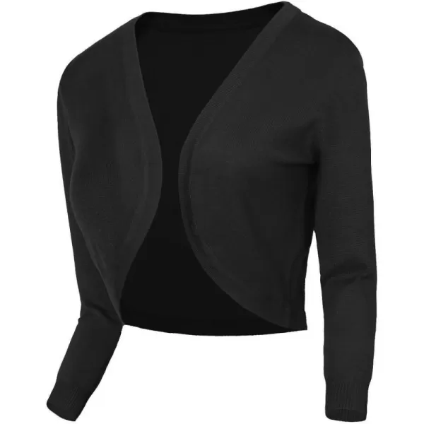 imageUrban CoCo Womens Cropped Cardigan VNeck Button Down Knitted Sweater 34 Sleeve2 Black