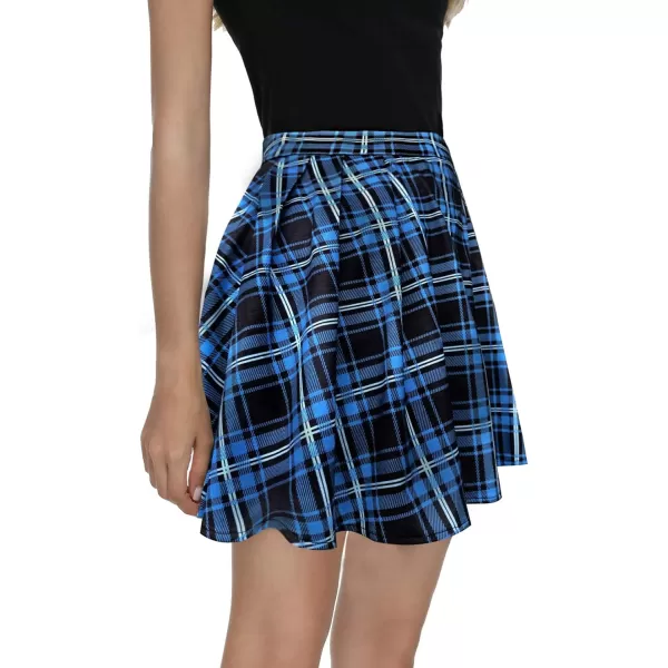imageUrban CoCo Women Plaid Pleated Mini Skater Skirt High Waisted School SkirtBlue