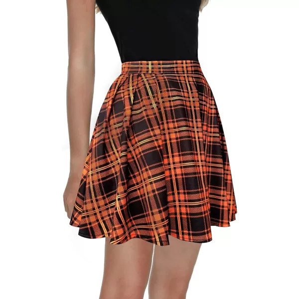 imageUrban CoCo Women Plaid Pleated Mini Skater Skirt High Waisted School SkirtOrange