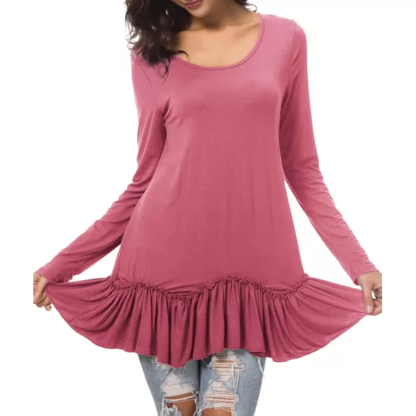 imageUrban CoCo Womens Casual Tshirt Solid Long Sleeve Tunic TopsWild Rose