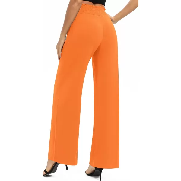 imageUrban CoCo Womens Solid Wide Leg Palazzo Lounge Pants Casual Straight Leg High Waist Stretch PantsOrange