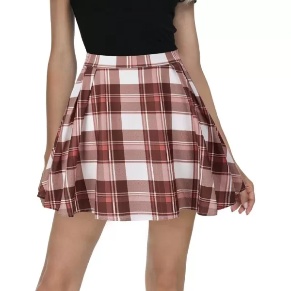 imageUrban CoCo Women Plaid Pleated Mini Skater Skirt High Waisted School SkirtSeries 2coffee