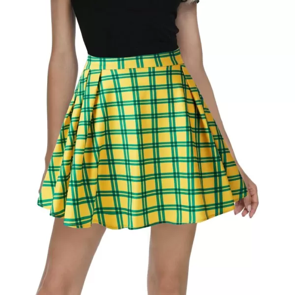 imageUrban CoCo Women Plaid Pleated Mini Skater Skirt High Waisted School SkirtSeries 3yellow