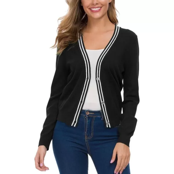 imageUrban CoCo Womens Long Sleeve Button Down Cardigan Sweater Elegant Cropped SweaterBlack