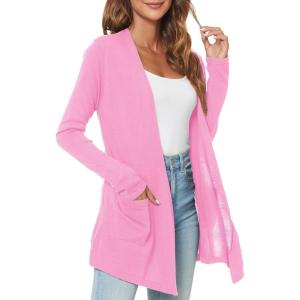 imageUrban CoCo Womens Long Sleeve Open Front Lightweight Cardigan Sweaters with PocketsPeach