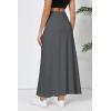 imageUrban CoCo Elastic Waist ALine Long Maxi Skirt Below Knee for WomenDeep Gray