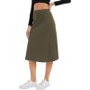 imageUrban CoCo Womens Elastic High Waist ALine Flared Solid Ribbed Knit Midi SkirtArmy Green