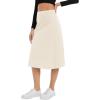 imageUrban CoCo Womens Elastic High Waist ALine Flared Solid Ribbed Knit Midi SkirtBeige