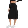 imageUrban CoCo Womens Elastic High Waist ALine Flared Solid Ribbed Knit Midi SkirtBlack