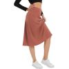 imageUrban CoCo Womens Elastic High Waist ALine Flared Solid Ribbed Knit Midi SkirtBurnt Brick
