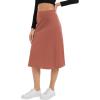 imageUrban CoCo Womens Elastic High Waist ALine Flared Solid Ribbed Knit Midi SkirtBurnt Brick