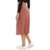 imageUrban CoCo Womens Elastic High Waist ALine Flared Solid Ribbed Knit Midi SkirtBurnt Brick