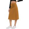imageUrban CoCo Womens Elastic High Waist ALine Flared Solid Ribbed Knit Midi SkirtCamel