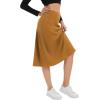 imageUrban CoCo Womens Elastic High Waist ALine Flared Solid Ribbed Knit Midi SkirtCamel