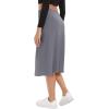 imageUrban CoCo Womens Elastic High Waist ALine Flared Solid Ribbed Knit Midi SkirtDark Grey