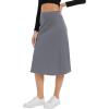 imageUrban CoCo Womens Elastic High Waist ALine Flared Solid Ribbed Knit Midi SkirtDark Grey